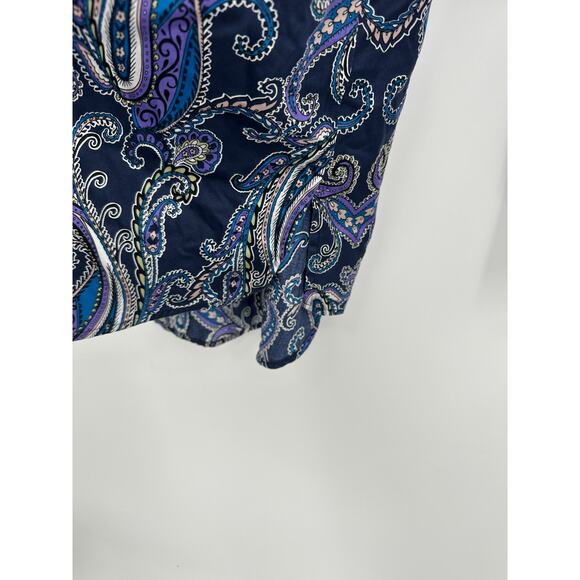 Chicos Tunic Women Purple Paisley Hidden Button No Iron Button Front Size L - Picture 8 of 8